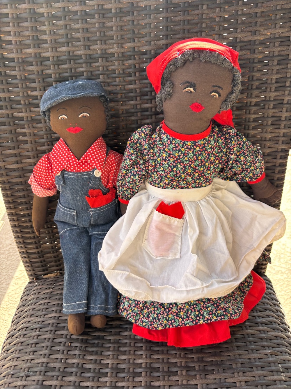Vintage black Americana cloth, man and woman doll